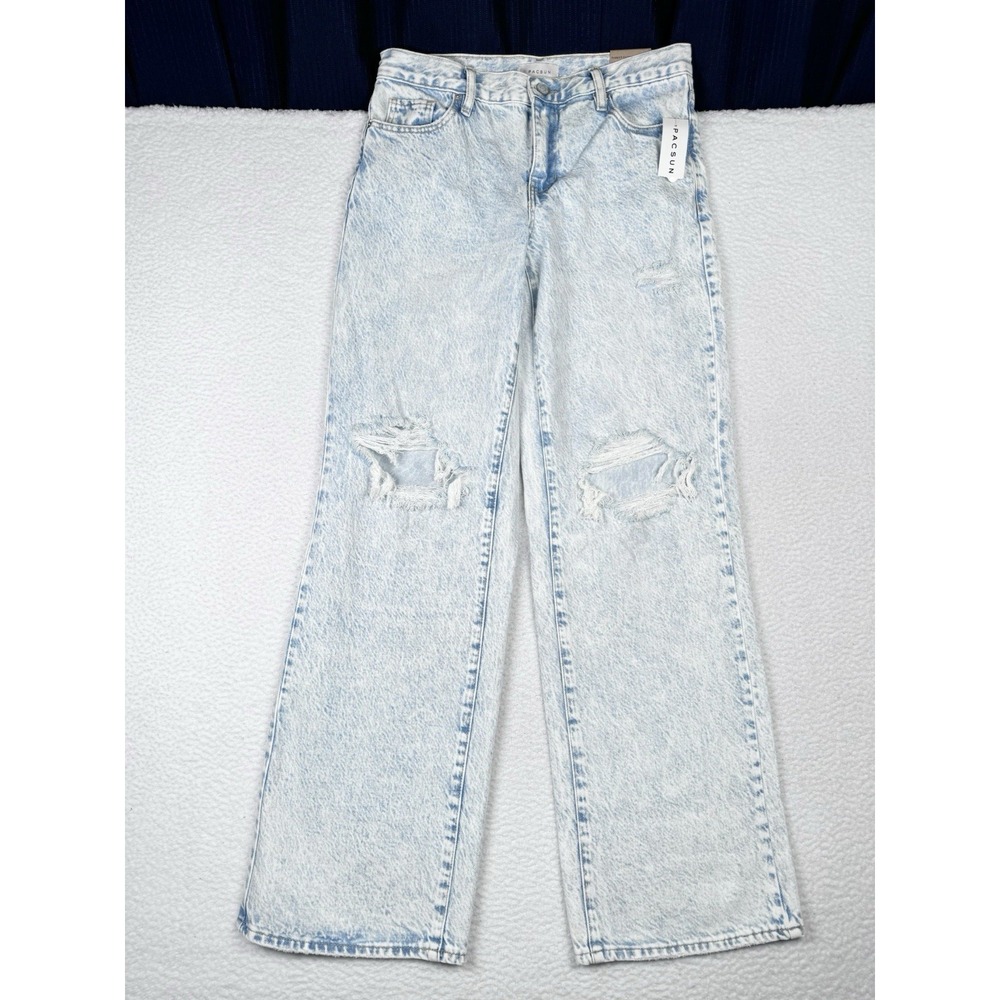 NEW - PACSUN Parker Extreme Baggy Distressed Light Wash Jeans - 25 -(30x30)